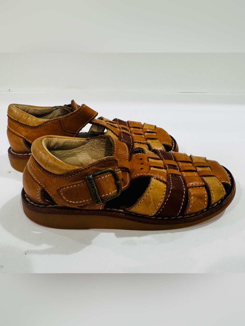 Petit Shoes Vintage Toddler Boys Leather Huarache Sandals Spain Size 25 / US 8.5 - Picture 3 of 6